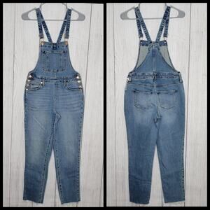 Universal Thread Medium Wash Skinny Overalls with Raw Hem, size 2/26R